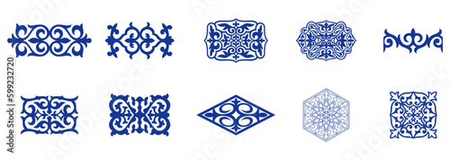 Islamic ornament vector, persian motiff. Asian floral designs. Abstract Asian elements of the national pattern of the ancient nomads of the Kazakhs, Kyrgyz, Mongols, Tatars, Uzbeks, Tajiks and other photo
