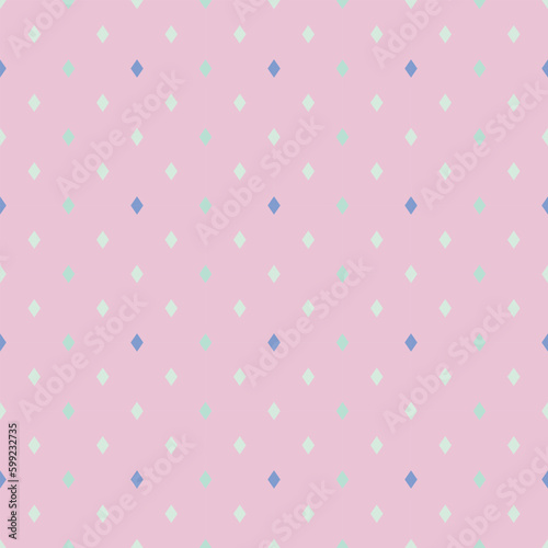 Vector of pink polka diamonds background. Seamless pattern for decor, wallpaper, cover skin, fashion, cloth.