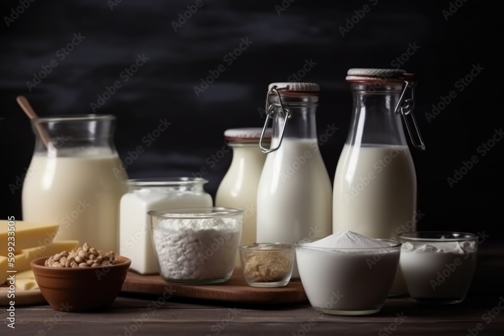 dairy products and milk, ai generative dairy products and milk, ai generative