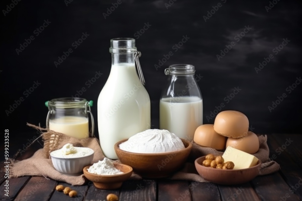 dairy products and milk, ai generative dairy products and milk, ai generative