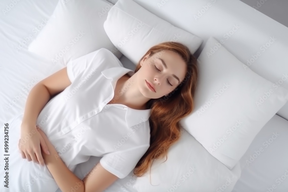 young woman sleeping in bed, ai generative young woman sleeping in bed, ai generative