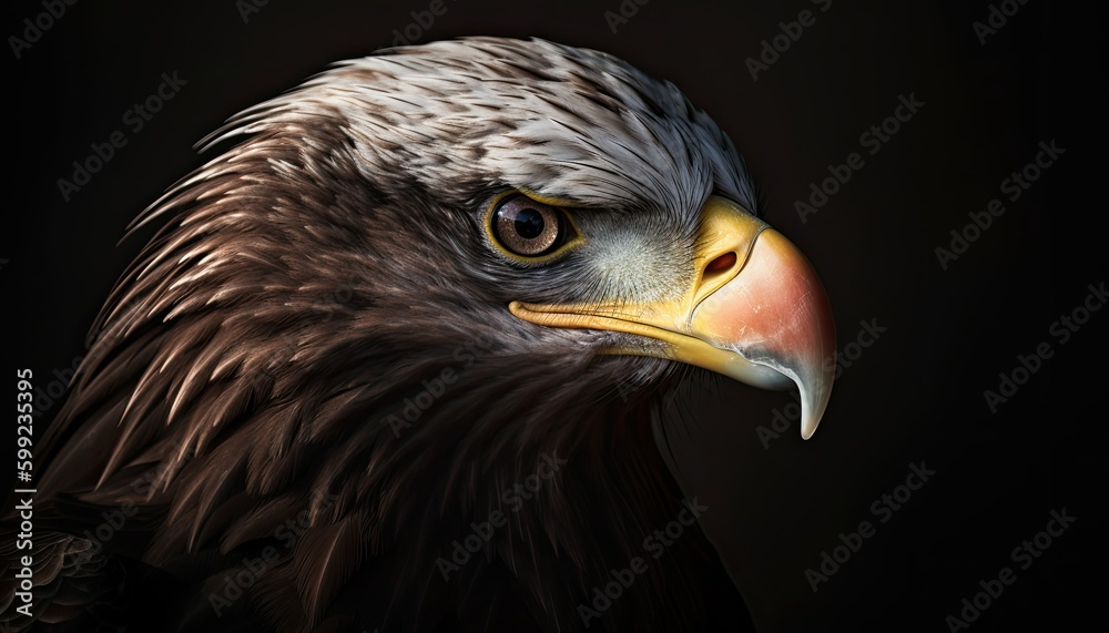 Naklejka premium Close up portrait of a brown eagle, generative AI