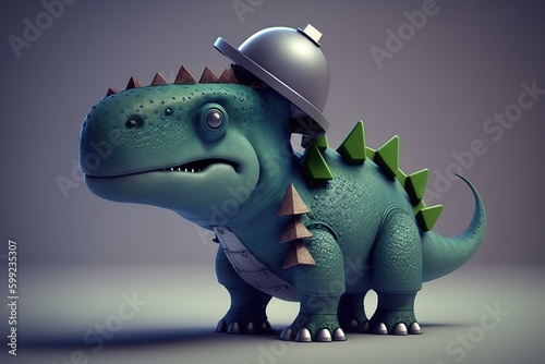 Cute dinosaur architect. Generative AI illustration.