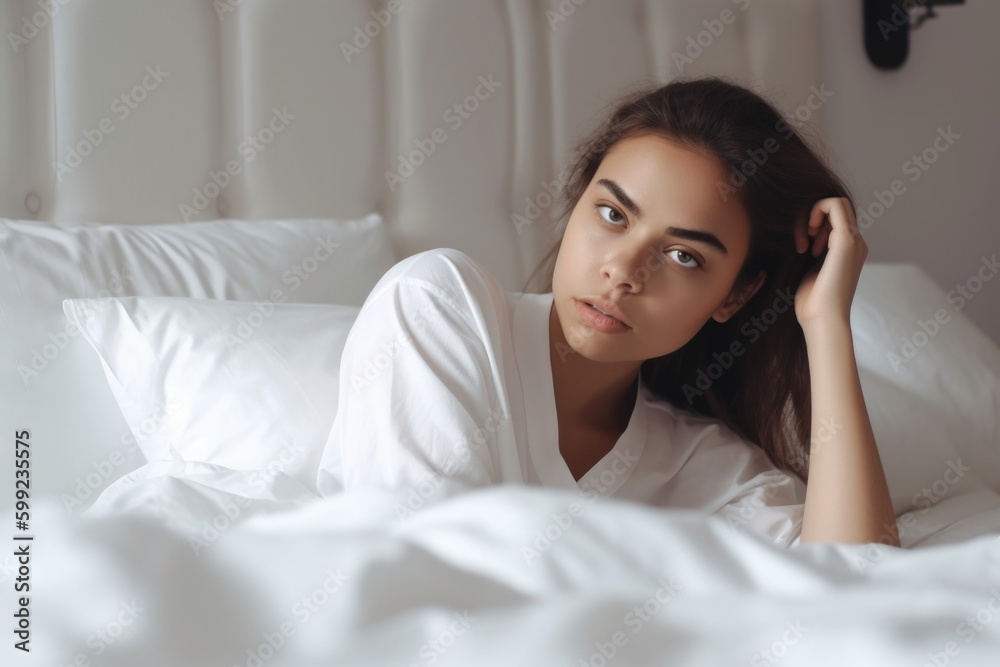 young woman in bed, ai generative young woman in bed, ai generative