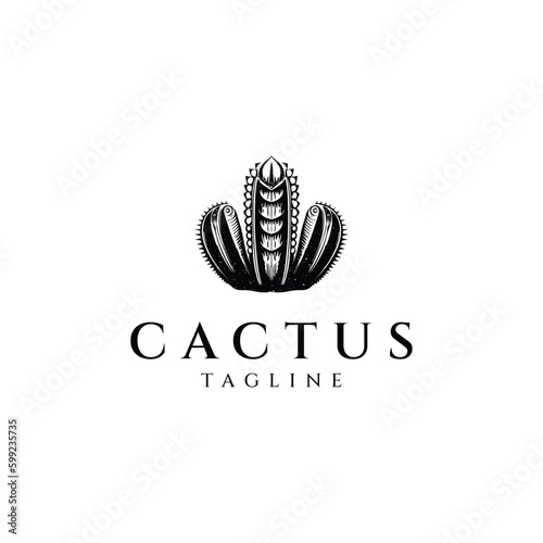 Cactus vintage logo design vector illustration