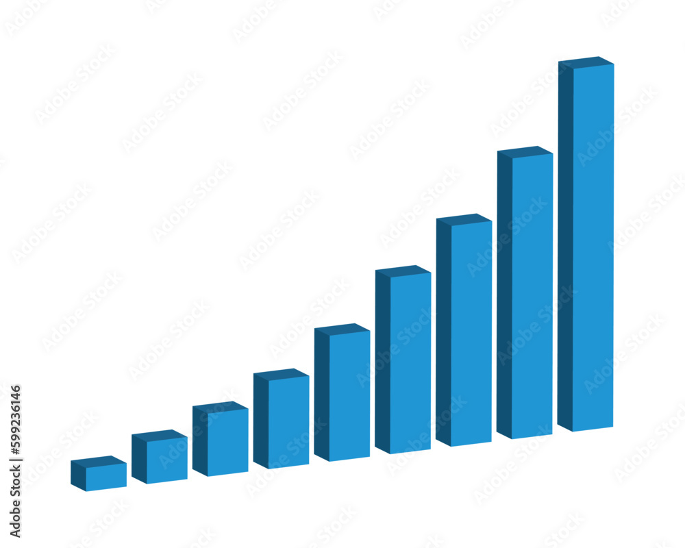 3D Graph Data Growth Bar Blue stair step to growth success vector illustration. 3d progress way and forward achievement creative concept. Bar graph of blue bars. 3D Graph Data Growth Bar Blue stair step to growth success vector illustration. 3d progress way and forward achievement creative concept. Bar graph of blue bars.