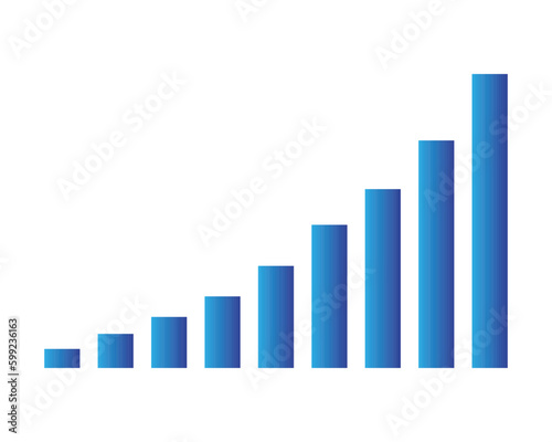 Graph Data Growth Bar Blue stair step to growth success vector illustration. Progress way and forward achievement creative concept. Bar graph of blue bars.