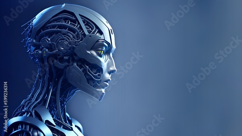 Humanoid artificial intelligence robot chatgpt communication concept, futuristic technology AI advancement. Internet of things. Generative AI.