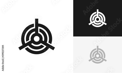 modern spinning turbine logo design vector