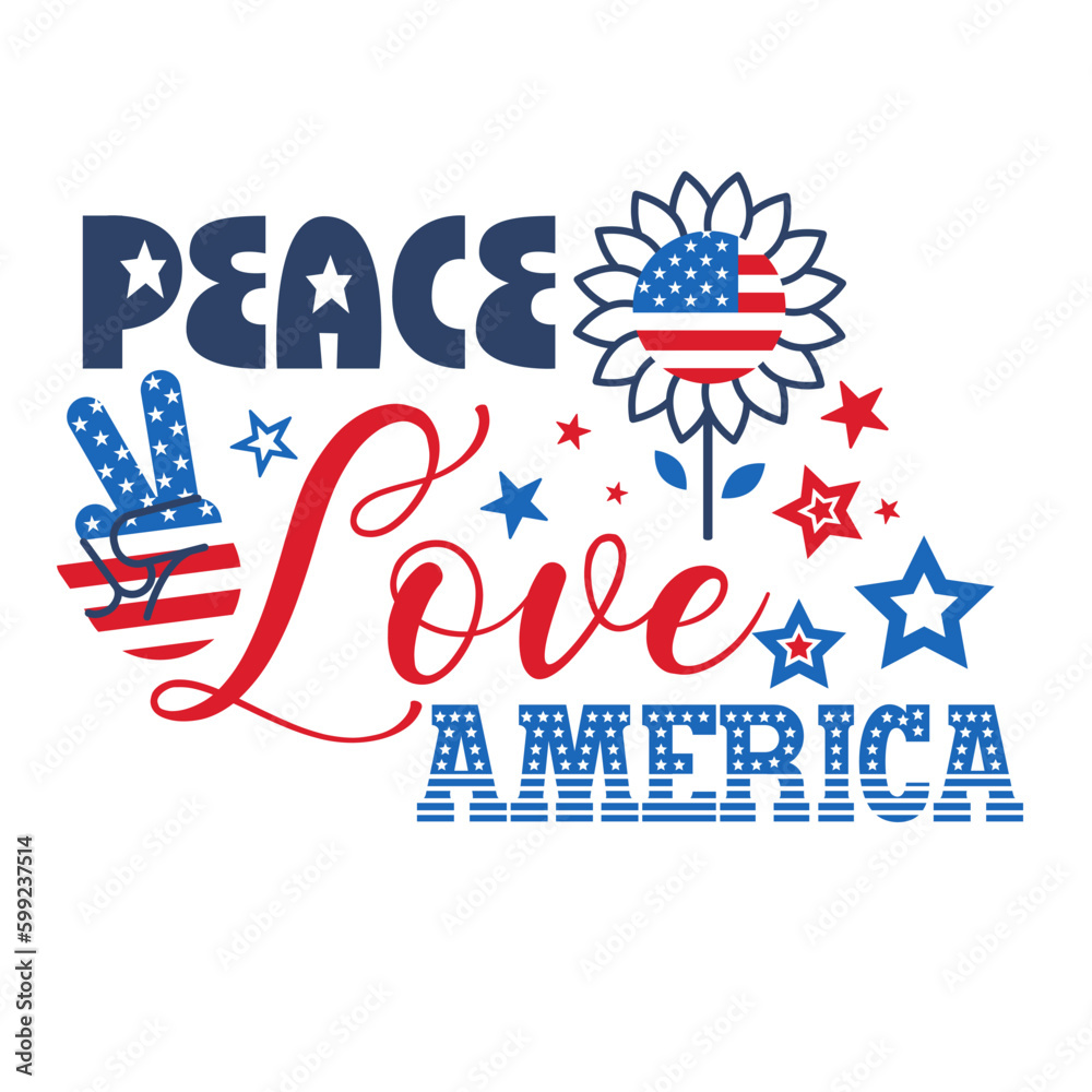 4th of July Patriotic lettering for greeting card design, romantic illustration. Festive decoration. Vector illustration 4th of July Patriotic lettering for greeting card design, romantic illustration. Festive decoration. Vector illustration