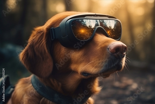 A dog wearing a vr headset with generative ai 