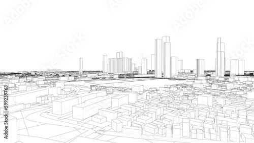 Outline city concept vector. Wire-frame style