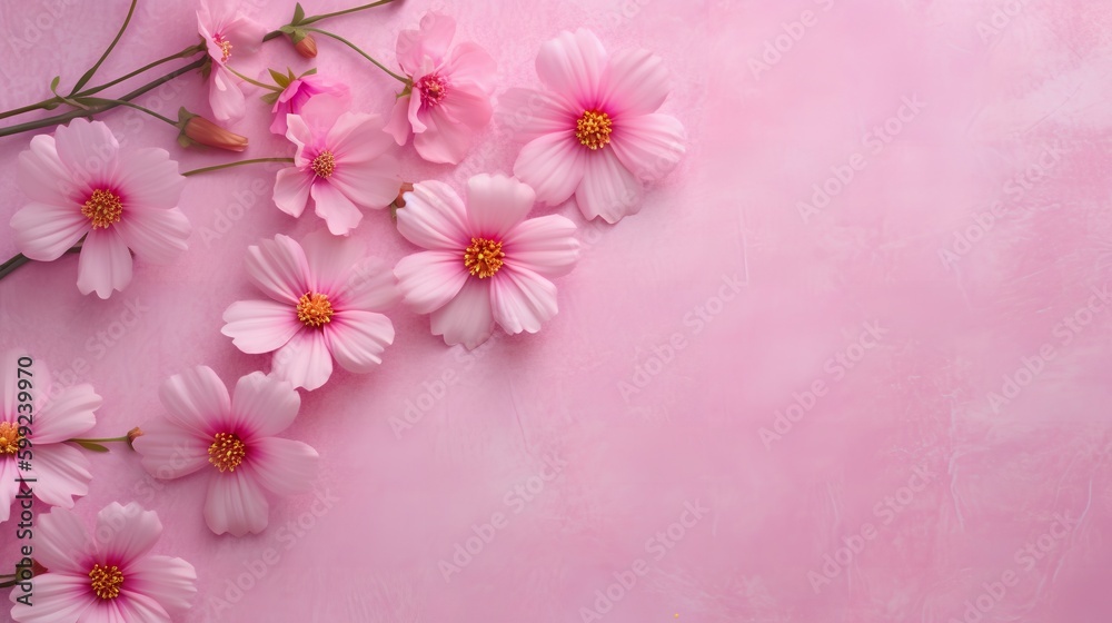 Pink Flowers on Pink Background, Image Ai Generated Pink Flowers on Pink Background, Image Ai Generated