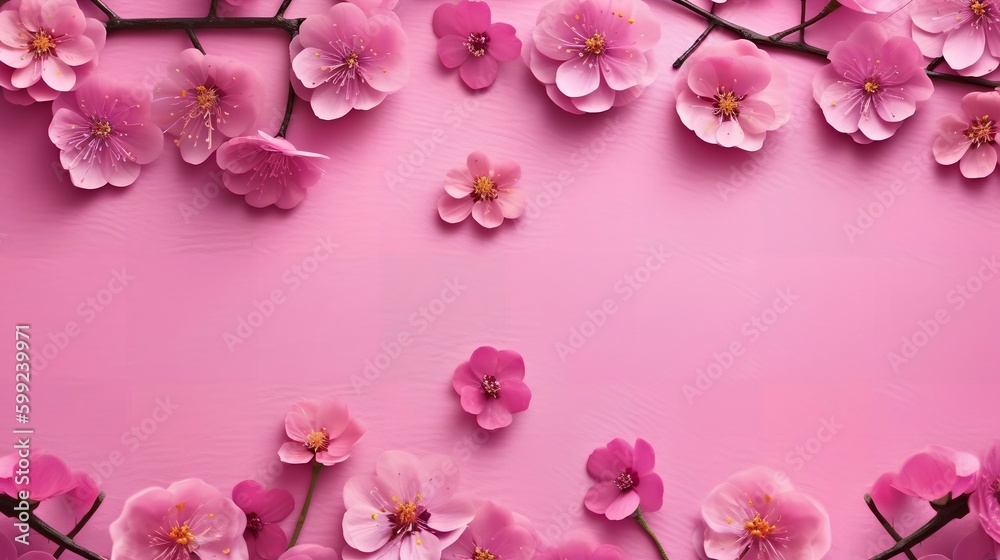 Pink Flowers on Pink Background, Image Ai Generated Pink Flowers on Pink Background, Image Ai Generated