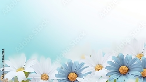 Camomile arrangement, beautiful soft delicate floral abstract background. Celebration, wedding, congratulation, with copy space. Generative AI.
