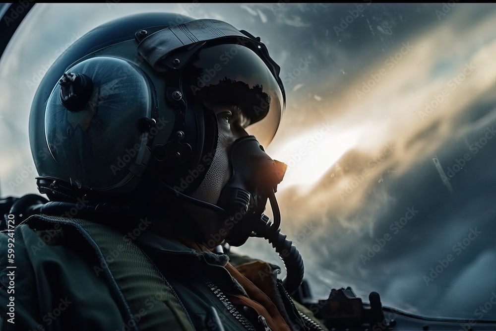 An air force pilot in the cockpit of a military aircraft, generative AI. An air force pilot in the cockpit of a military aircraft, generative AI.