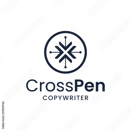 Unique logo combination of pen, cross and black color. It is perfect for copy writing companies and publishers.