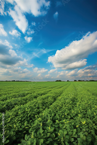 Planted Rows Herb Farm Agricultural Field Plant Crop. AI Generative