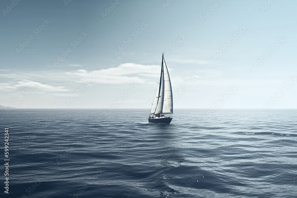 Obraz premium Sailboat sailing under a beautiful sunset. AI Generative