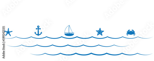 summer holiday marine design banner sea boat shell starfish ancher