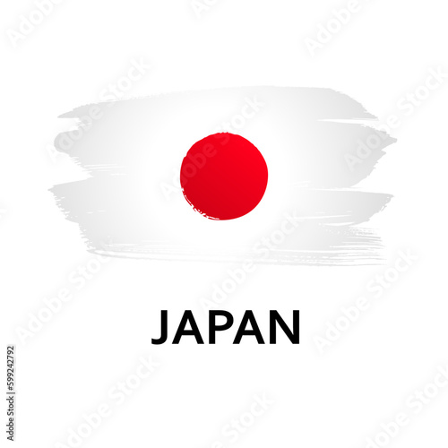 Flag of Japan isolated on white background. Hand-drawn illustration. 
