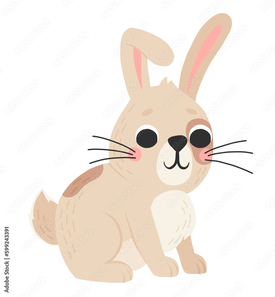 Icon of cute rabbit in cartoon style. Bunny pet silhouette. Hare and rabbit colorful illustration for childrens book, postcards and posters. Icon of cute rabbit in cartoon style. Bunny pet silhouette. Hare and rabbit colorful illustration for childrens book, postcards and posters.