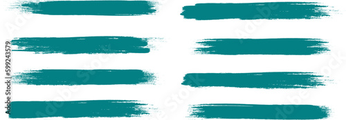 Teal brush stroke set isolated on background. Paint brush stroke vector for ink paint, grunge design element, dirt banner, watercolor design, dirty texture. Trendy brush stroke, vector illustration