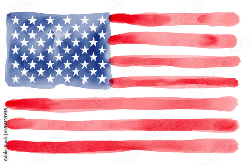 USA flag with watercolor  brush paint textured. Vector illustration 