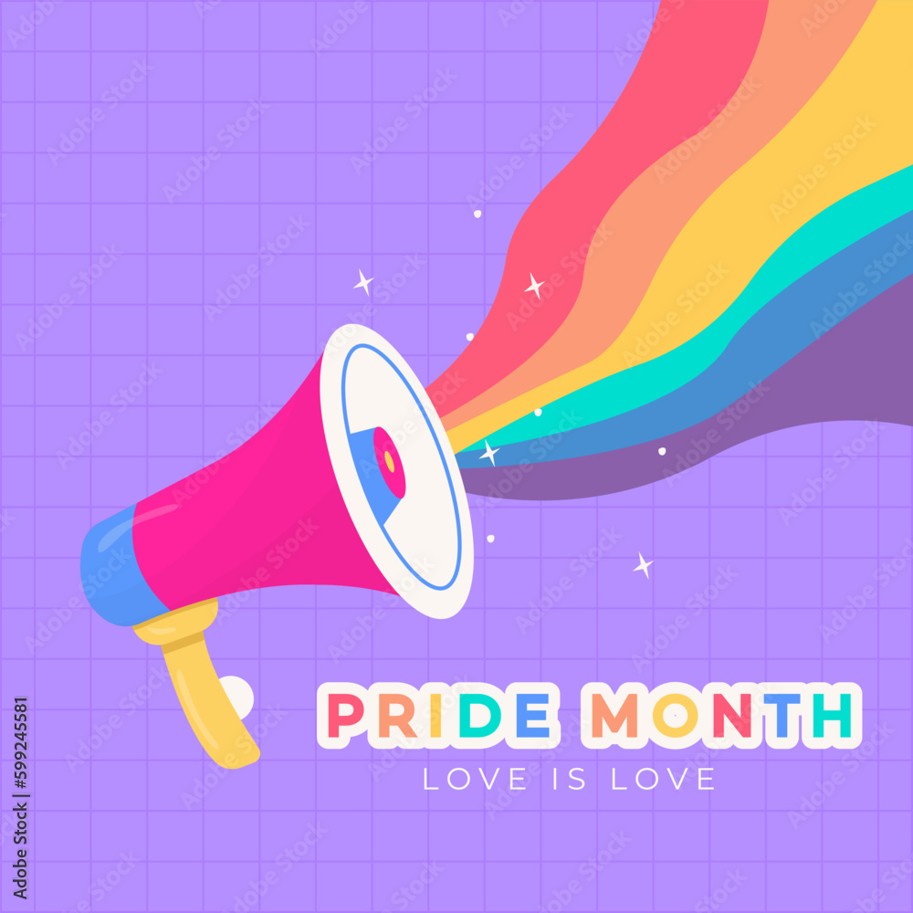 LGBT pride abstract background. Vector illustration with megaphone ...