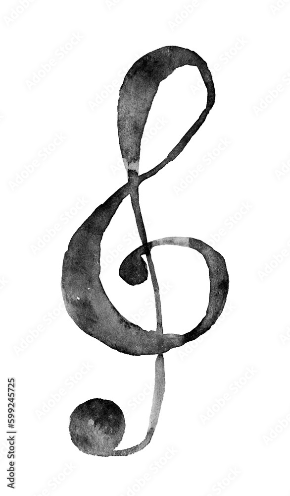 Illustration of a watercolor clef on white background Illustration of a watercolor clef on white background