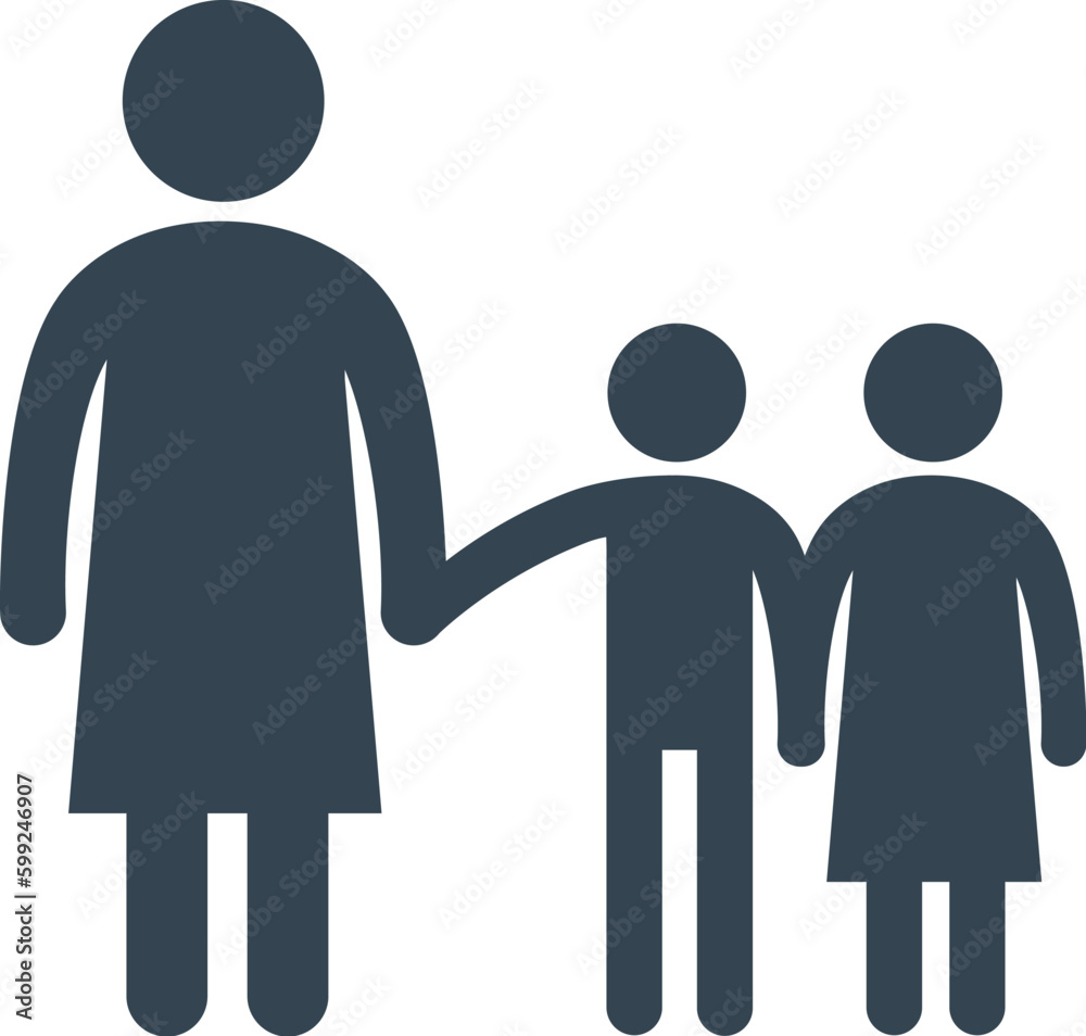 Mother Holding Children Hands Icon
