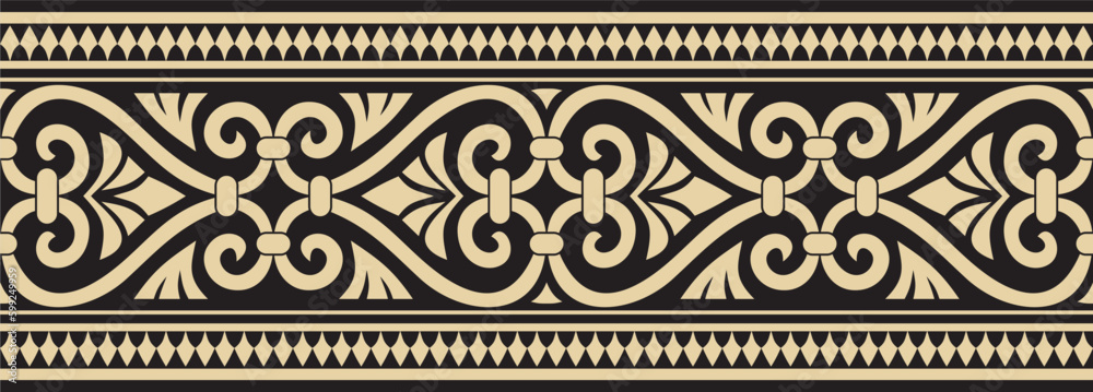 Vector golden and black seamless ornament of ancient Greece. Classic  Endless pattern frame border Roman Empire.. Stock Vector | Adobe Stock