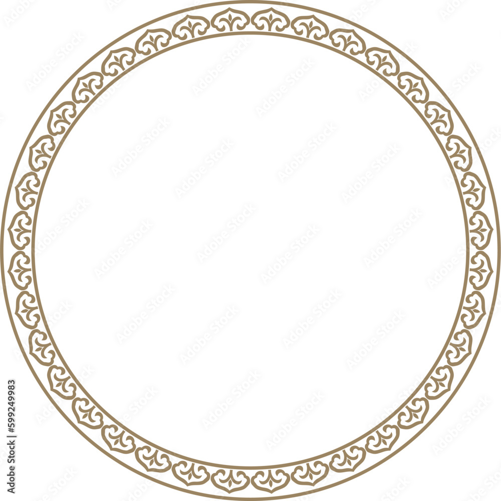 Vector gold round Chinese ornament. Frame, border, circle, ring of Asian peoples of the East. Vector gold round Chinese ornament. Frame, border, circle, ring of Asian peoples of the East.