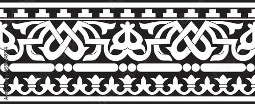 Vector monochrome seamless classic byzantine ornament. Endless border, Ancient Greece, Eastern Roman Empire frame. Decoration of the Russian Orthodox Church..
