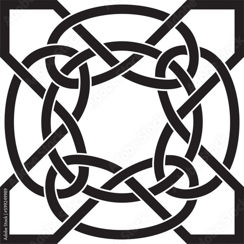 Vector black monochrome Celtic knot. Ornament of ancient European peoples. The sign and symbol of the Irish, Scots, Britons, Franks.