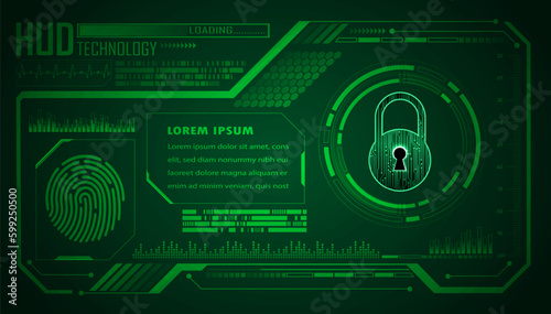 hud Padlock fingerprint cyber security background. 