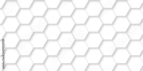 Seamless pattern of white hexagon 3d background with hexagons backdop. Abstract background with hexagons. Hexagonal background with white hexagons backdrop wallpaper with copy space for text.