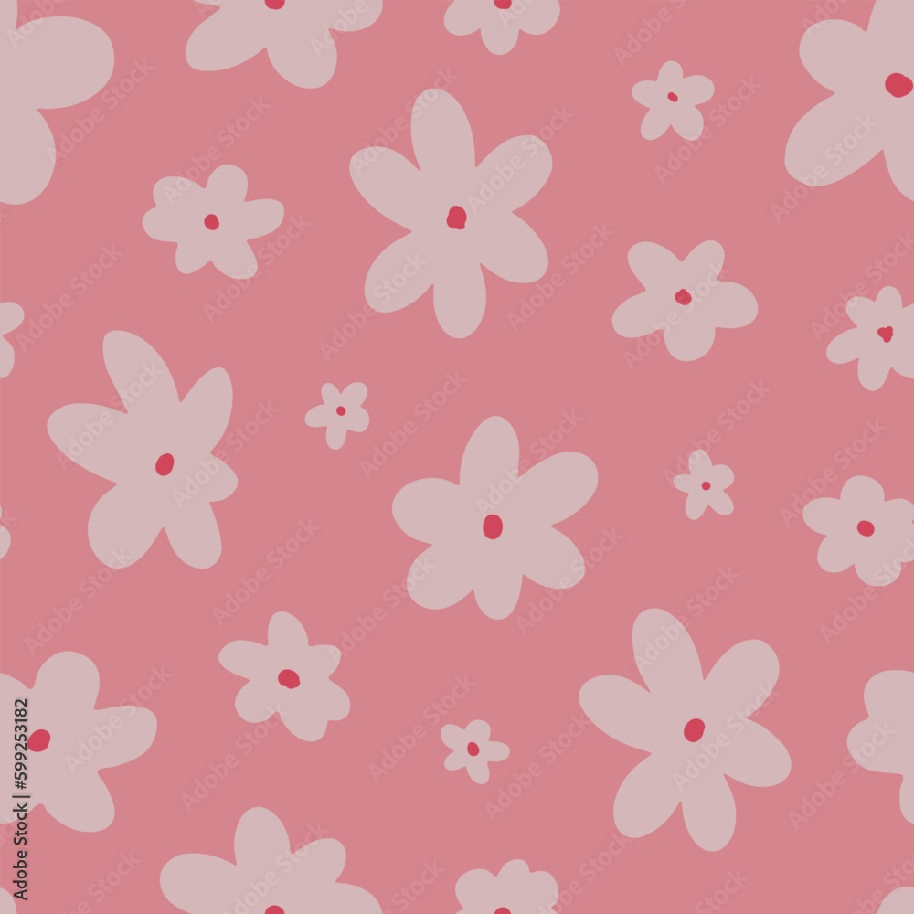 retro seamless pattern with abstract flowers on pink background. Matisse inspired textile print, wallpaper, wrapping paper, background, scrapbooking, stationary, etc. EPS 10 retro seamless pattern with abstract flowers on pink background. Matisse inspired textile print, wallpaper, wrapping paper, background, scrapbooking, stationary, etc. EPS 10