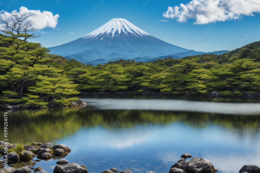 Beautiful views of the mountains and lakes, Generative AI Beautiful views of the mountains and lakes, Generative AI