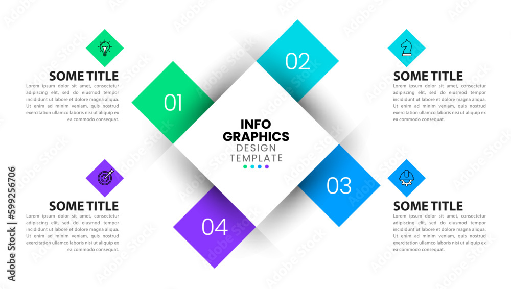 Fototapeta premium Infographic template. 4 squares with numbers and icons
