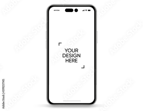 3D realistic high quality smartphone mockup with isolated background. Smart phone mockup collection. Device front view. 3D mobile phone with shadow on white background.