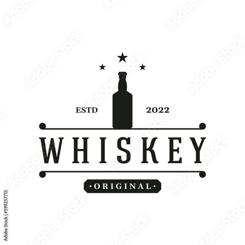 Vintage premium whiskey logotype label with hand lettering. for drinks , rum, pub, company.