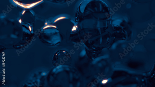 dark blue phantom gauzy glass bubbles shining in darkness - photo of nature