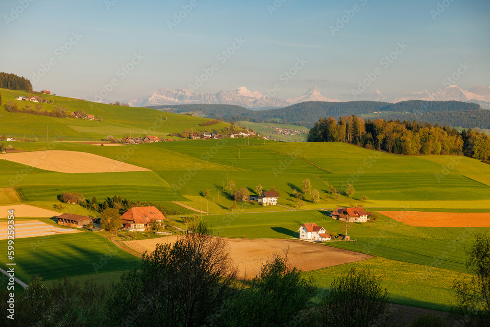 farm in the hills of Emmental during spring