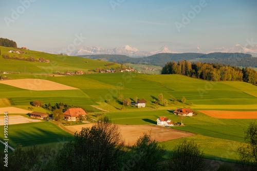 farm in the hills of Emmental during spring
