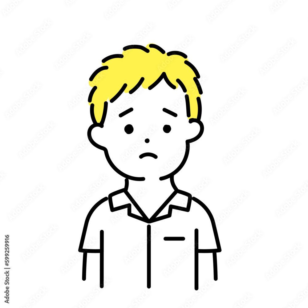 かわいい人物のイラストシリーズ _ 男性の学生 _ 困る　