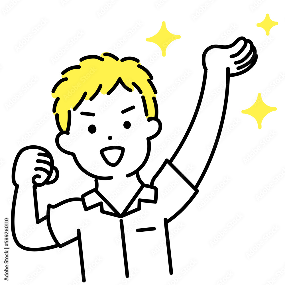 かわいい人物のイラストシリーズ _ 男性の学生 _ 持ち上げる　