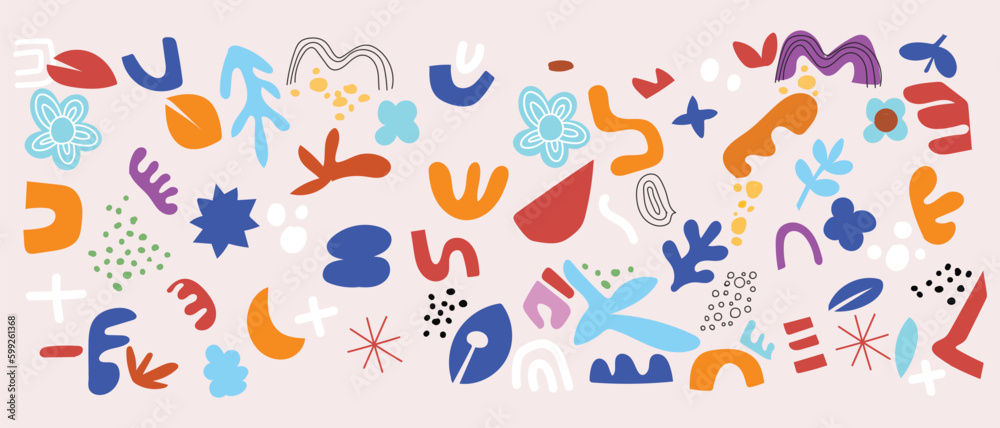 Abstract doodles shapes organic hand drawn vector illustration background.