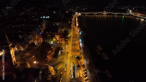 Aerial view of Budapest city skyline, Batthyany Square or Batthyany ter, a town square in Budapest. It is located on the Buda side of the Danube