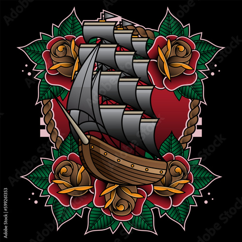 traditional ship tattoo